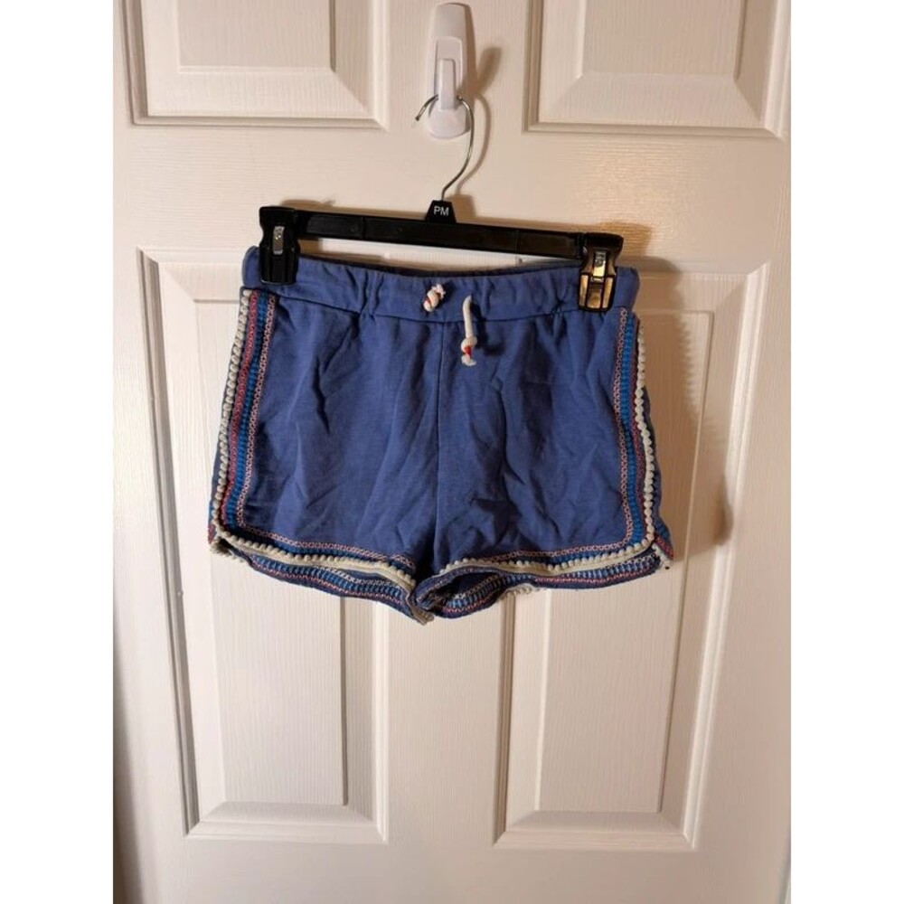 Mini Boden Girls Periwinkle Crochet Trim Drawstring Sweat Shorts Size 13Y